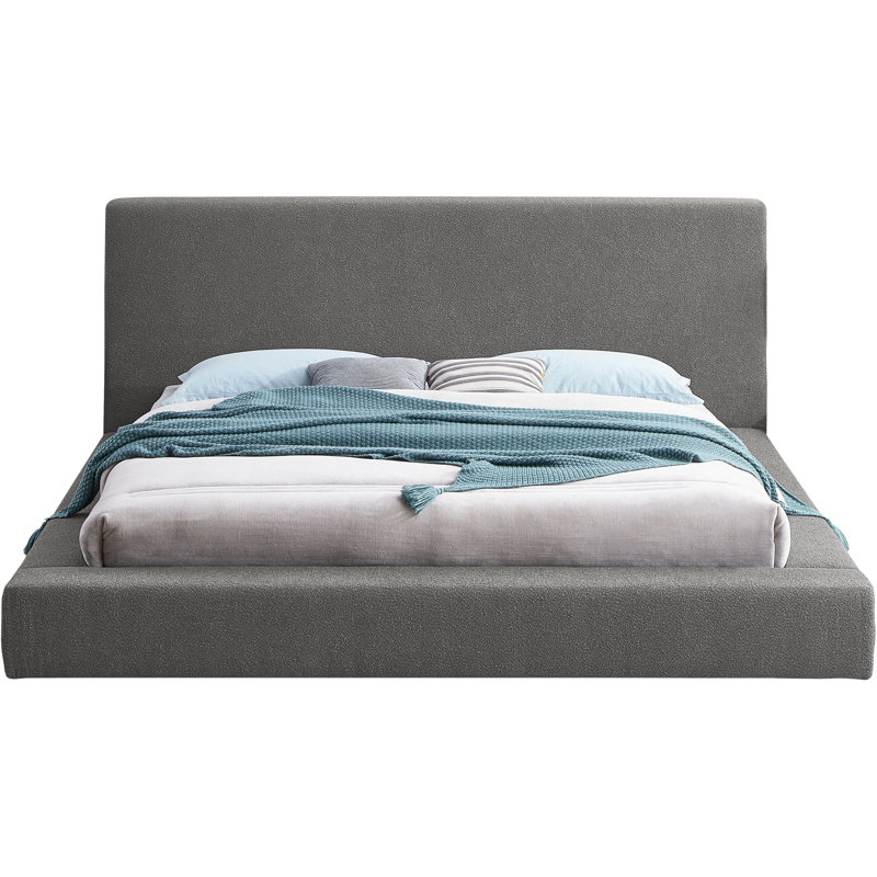 Issaias Upholstered Panel Storage Bed, Grey Boucle Fabric, King
