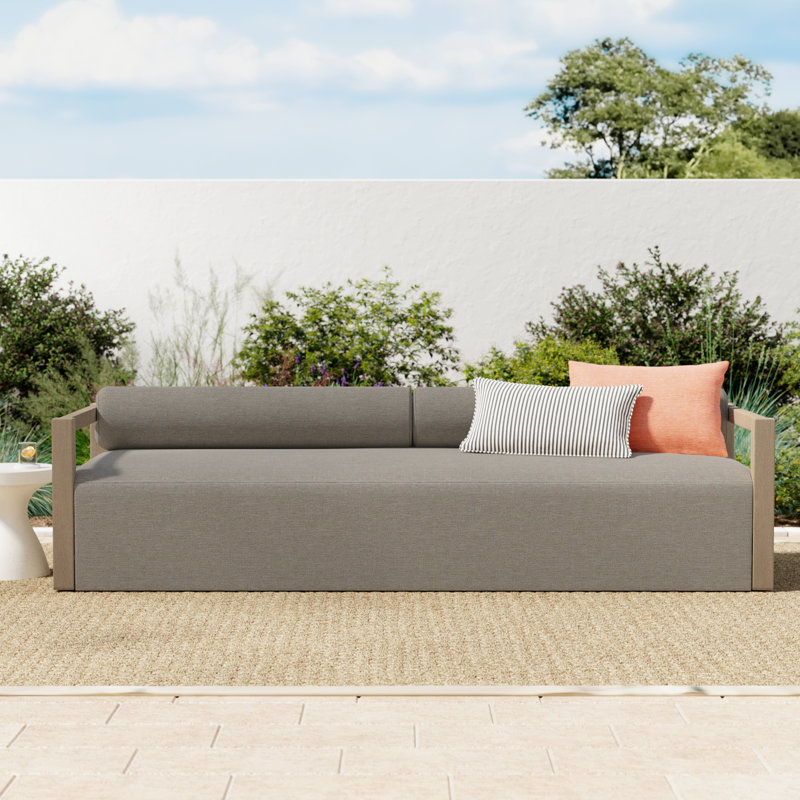 Verley 106'' Wide Straight Teak Patio Sofa with Cushions