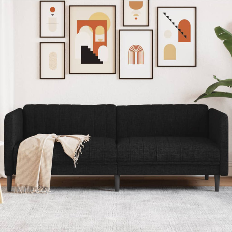 Canapé en tissu 3 places, Noir, noir, noir, noir, H 29,3 po x l 69,3 po x P 30,1 po