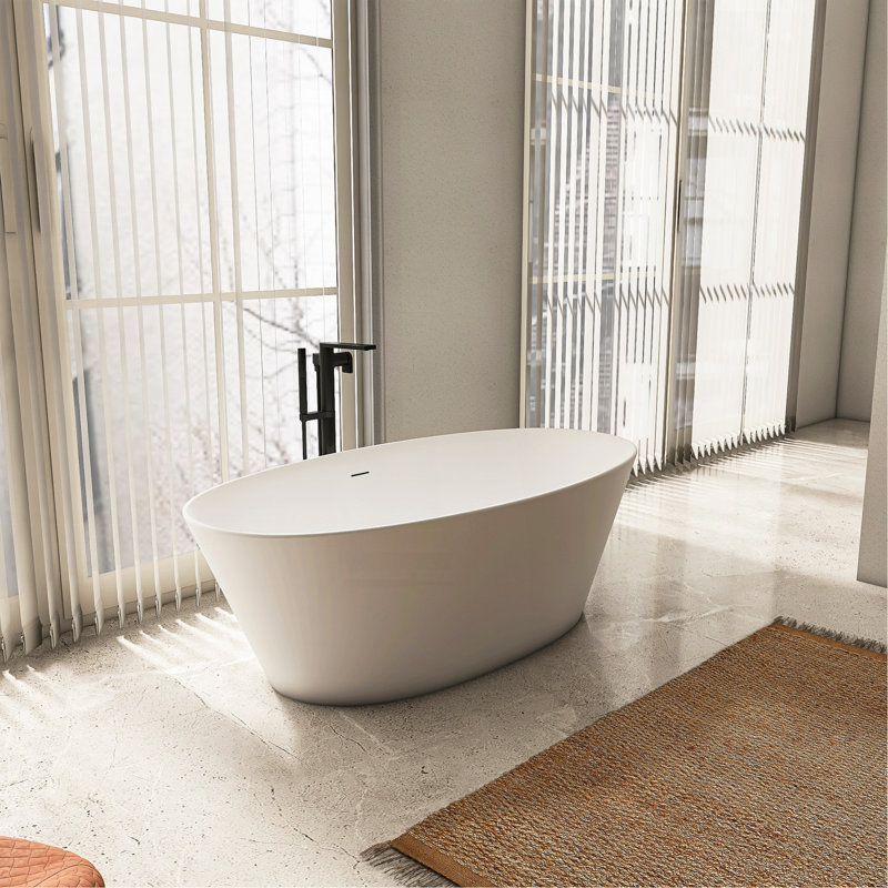 Baignoire de trempage autoportante à surface solide de 66,9 pouces pour salle de bain