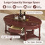 Table basse ovale 45 po avec tiroir et tablette de rangement pour le salon-1227301541