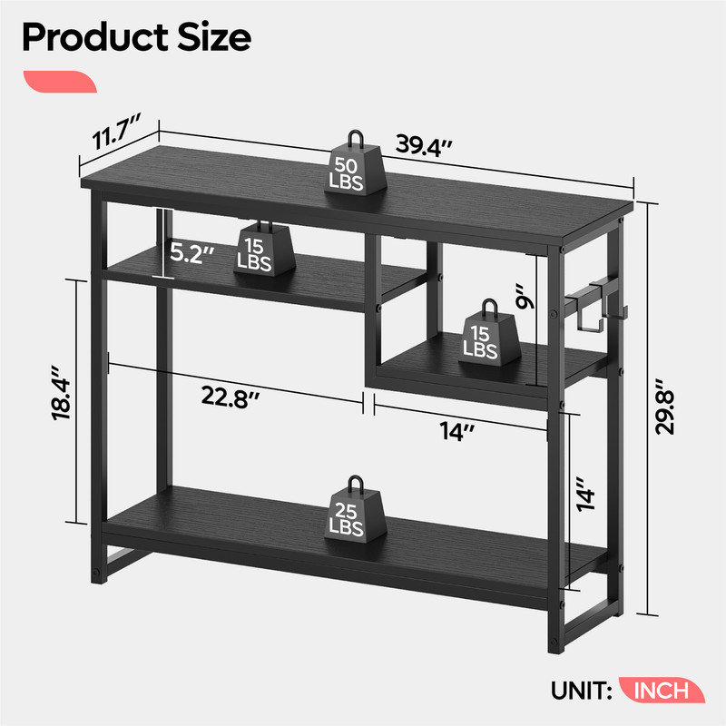 Console pour vestibule 39,4 po Rosevell, Noir