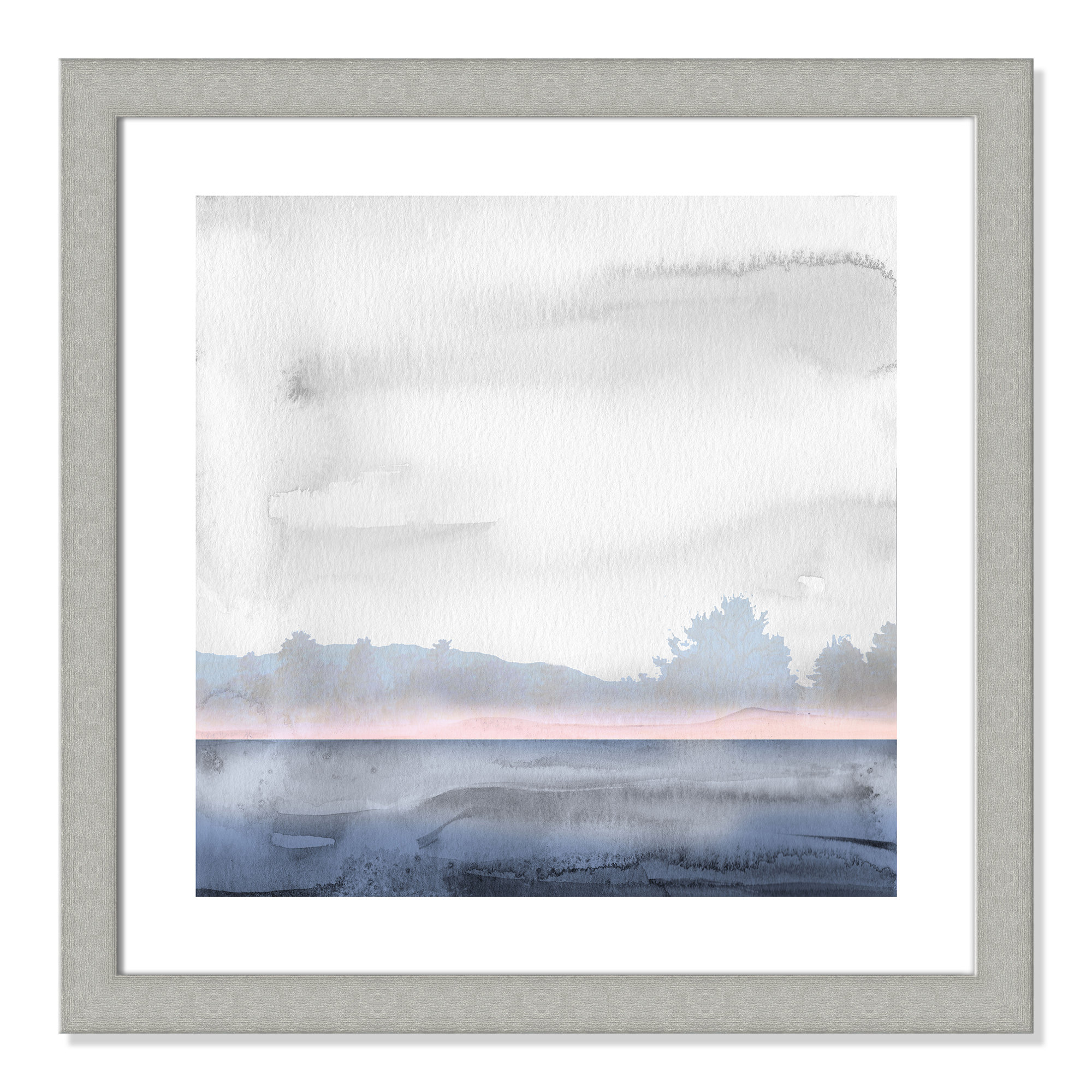 Rose Shores II - Painting, 25" H x 25" W x 1.25" D, Silver Framed