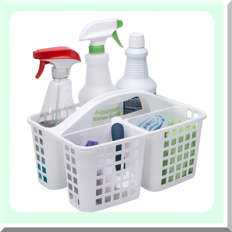 CompactCarry Utility Caddy - 3-Compartment Portable Storage Tote for Home & Dorm Organization, White