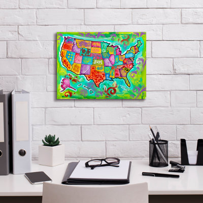 Map Of Usa' by Dean Russo Canvas Wall Art