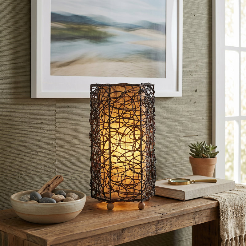 Lampe de table noire 15 po Geng, Naturel