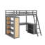 Lit mezzanine double avec tablettes et bureau