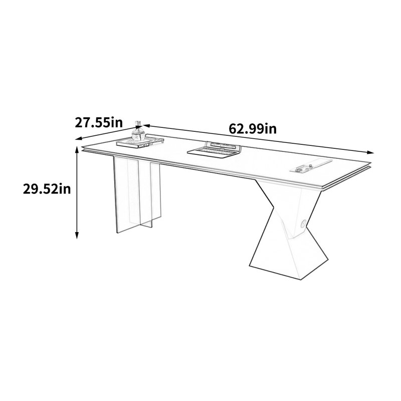 Bureau de luxe élégant, H 29,52 po x l 62,99 po x P 27,55 po