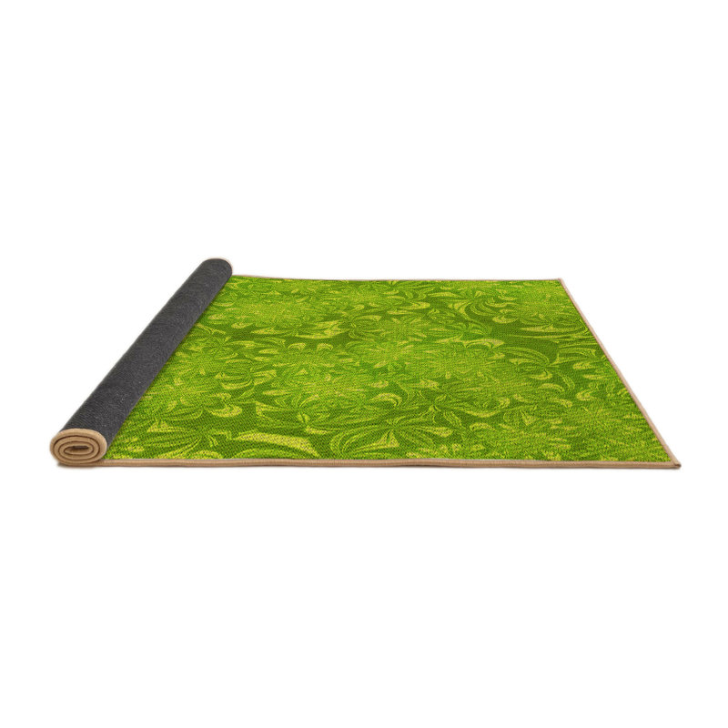 Tapis rond à motif floral vert, Rond 5 pi