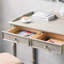 Bureau d'écriture rectangulaire en bois massif gris avec tiroirs-690776201-690776203