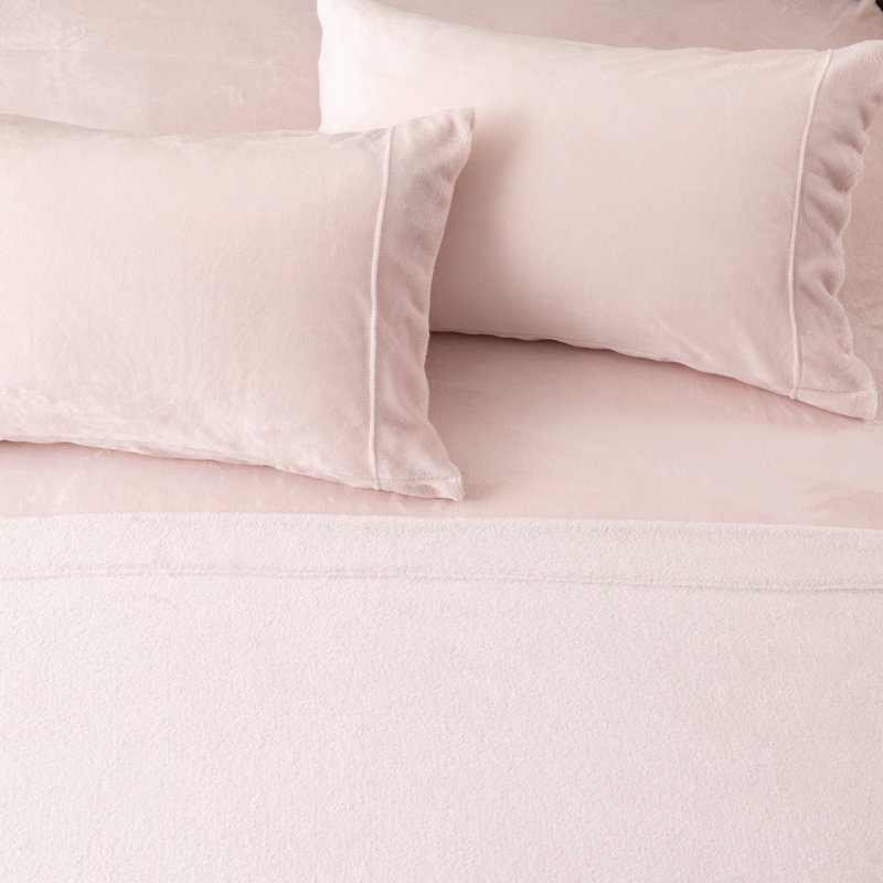 Ensembles de draps en velours ultra doux, Reine, Rosé
