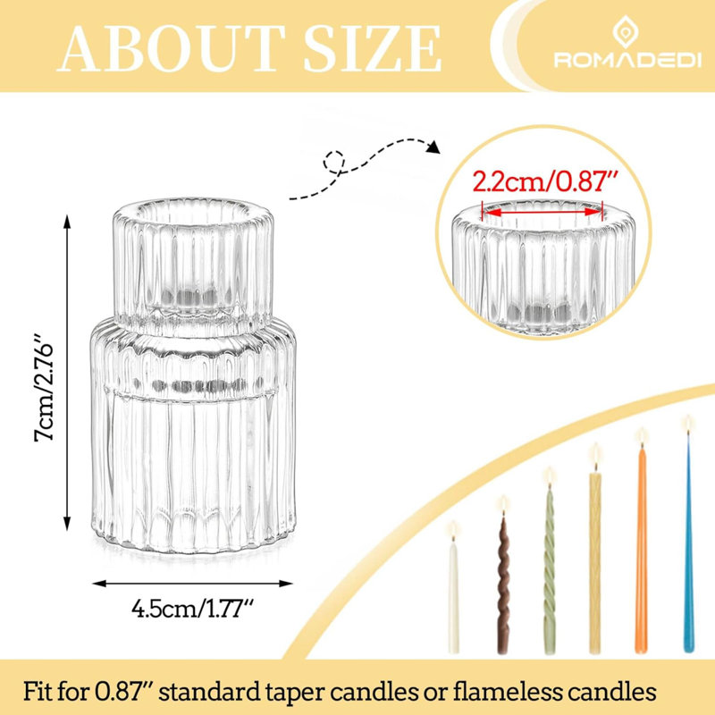 Porte-bougie en verre pour chandelier - 20 pièces Porte-bougie effilé transparent
