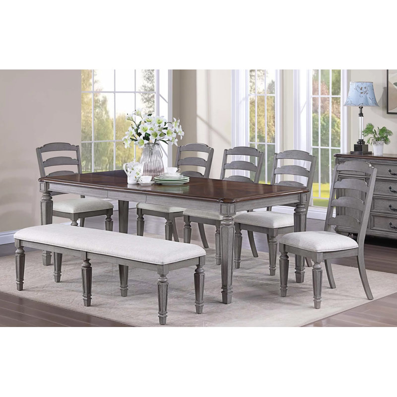 Table à manger l 72,4 po, gris clair + cerise