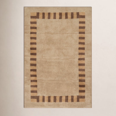 Bordered Hand-Tufted Striped Rug