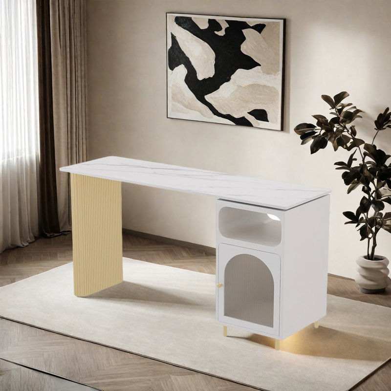 Hoban, Gold/White, 41.3"H x 55.1"L x 15.7"W, White