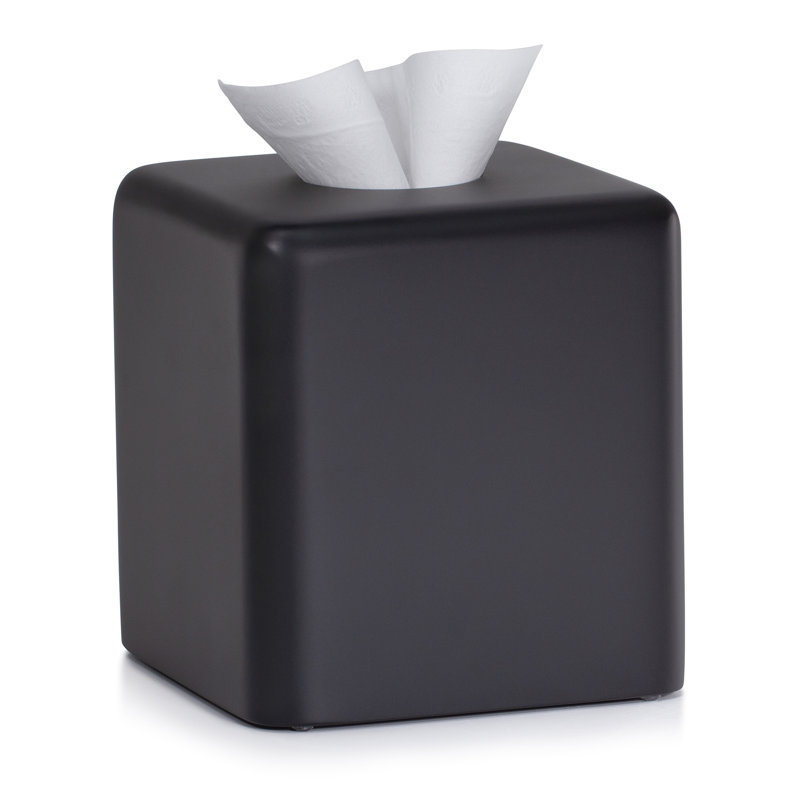 Domus Black Matte Tissue Box Cover