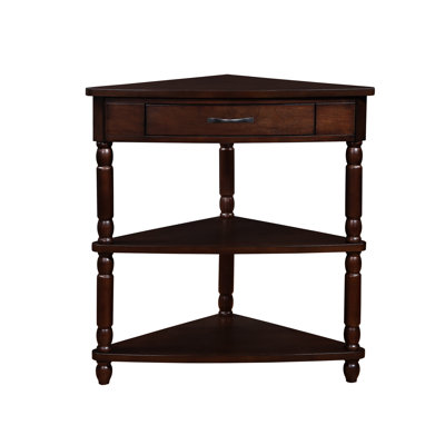 33.8'' Triangle Corner Table For Corridors, Drawer - Solid Wood Legs, 33.55'' With Legs Enrich Small Spaces,