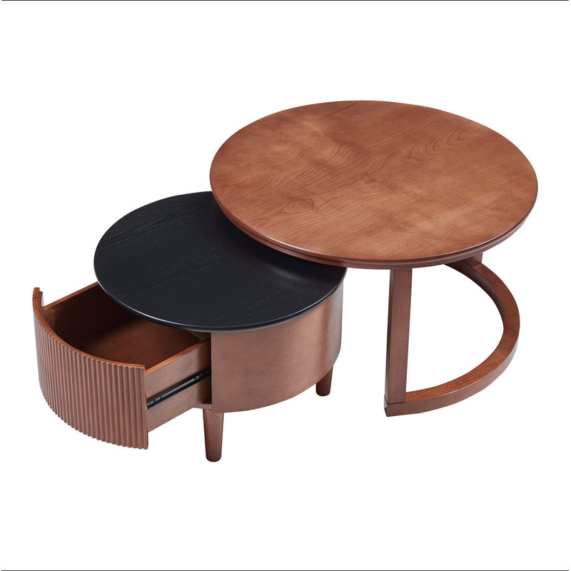 Table basse gigogne vintage avec tiroir