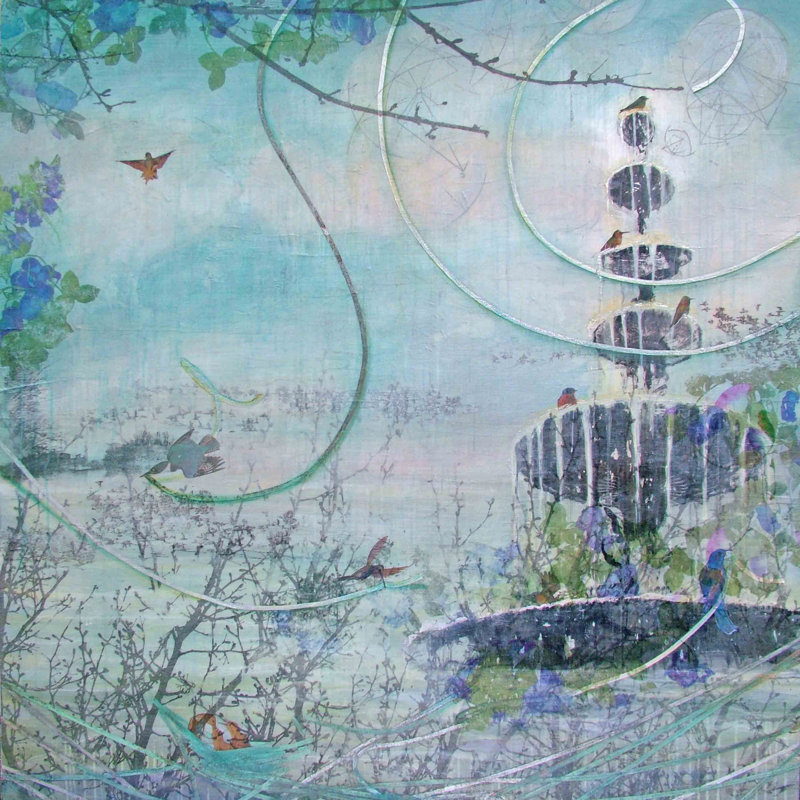 Drowning Fountain by Tracy Silva Barbosa - Wrapped Canvas Painting, 102 cm H x 102 cm W x 4 cm D