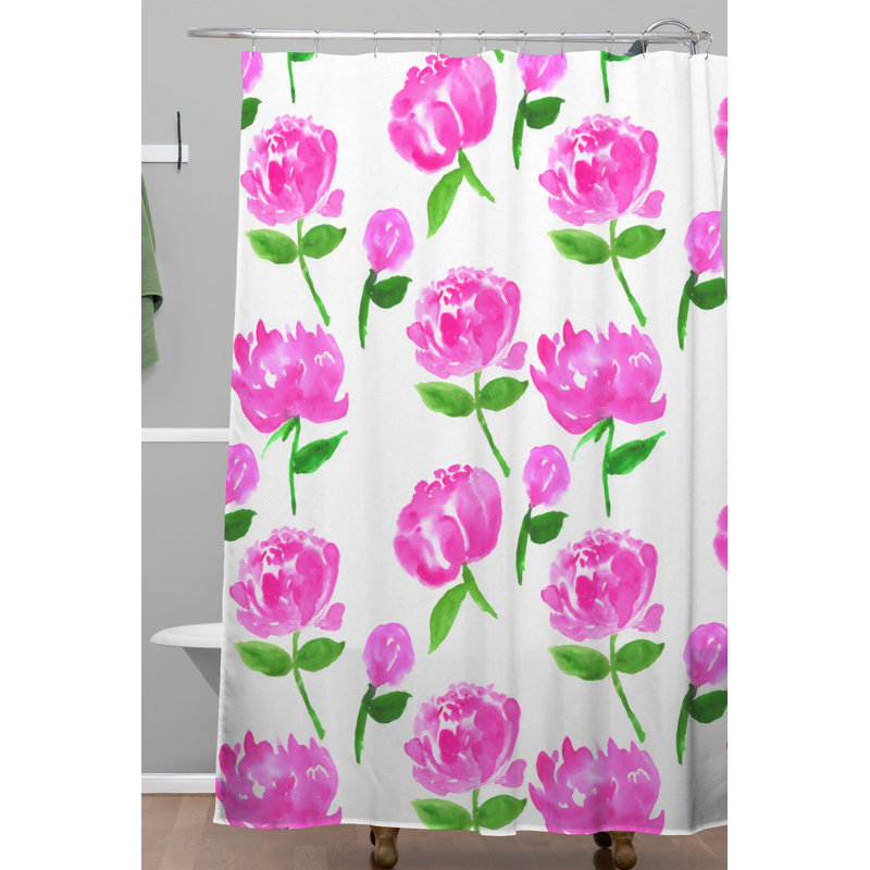 Rideau de douche simple pivoines en fleurs