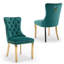 Ensemble de table de salle à manger, table de salle à manger ronde de 24 po et 2 chaises de salle à manger en velours avec pieds plaqués or-773567540-773567539