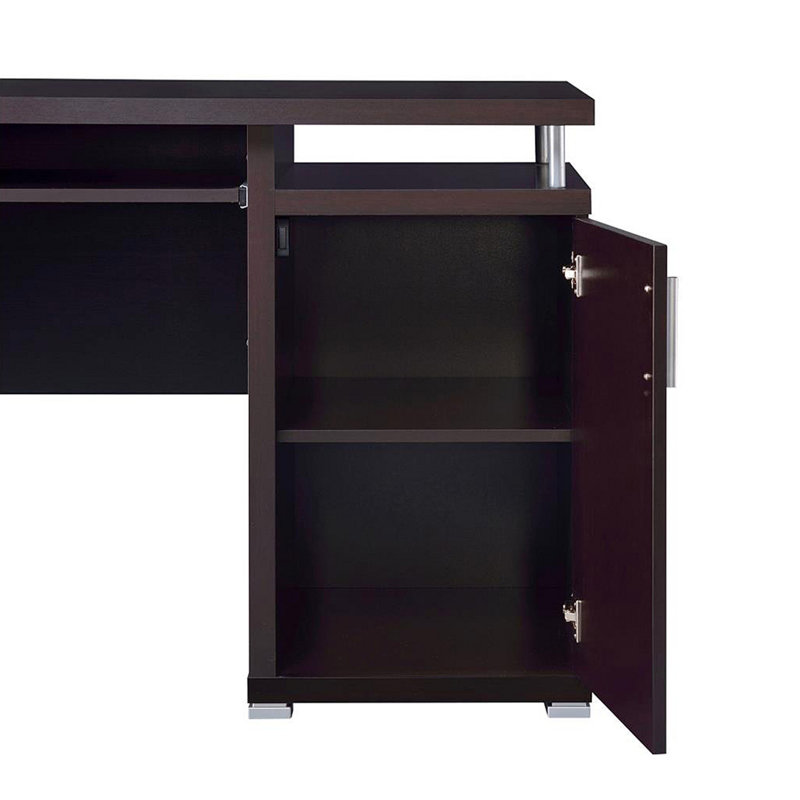 Computer Desk With 2 Drawers And Cabinet, Brown