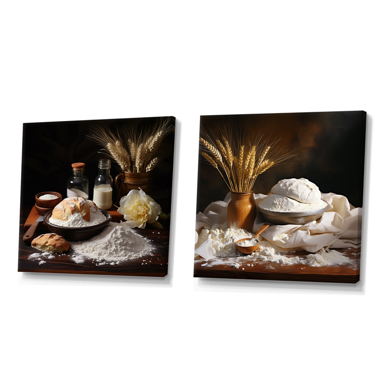 Ensemble de 2 reproductions d'art sur toile Baroque, Toile tendue, H 16 po x l 33 po x P 1 po