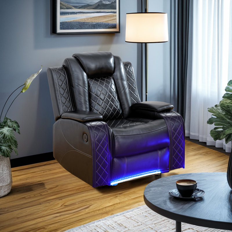 Fauteuil inclinable modulaire en cuir noir, Similicuir noir