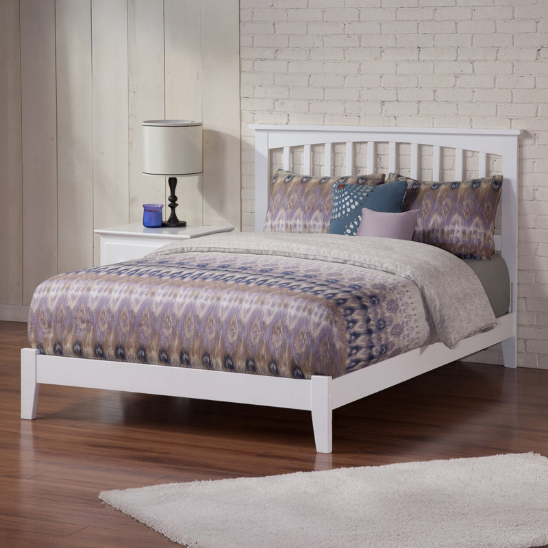 Lit de base en bois massif Abingt , Grand, Blanc