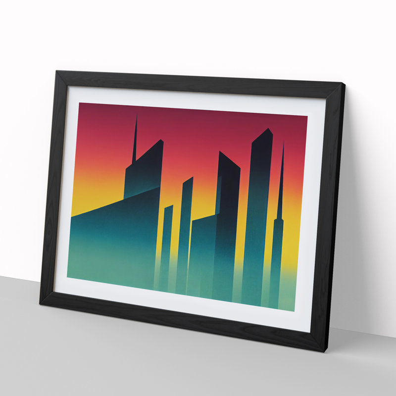 Glowing Abstract City Skyline - Single Picture Frame Print