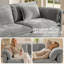 Canapé modulaire Comfy Cloud 6 pièces de 116 po avec siège profond Amabilia et canapé 3 places avec repose-pieds en tissu chenille amovible gris-1885873970
