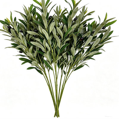 32,5 pouces branches d'olivier pour vases tiges de verdure artificielles, fausse olivier, décorations pour la maison, fausses plantes, tiges de verdure, tiges d'eucalyptus, feuilles vertes pour centre de table, décoration, décoration de table basse, ensemble de 8