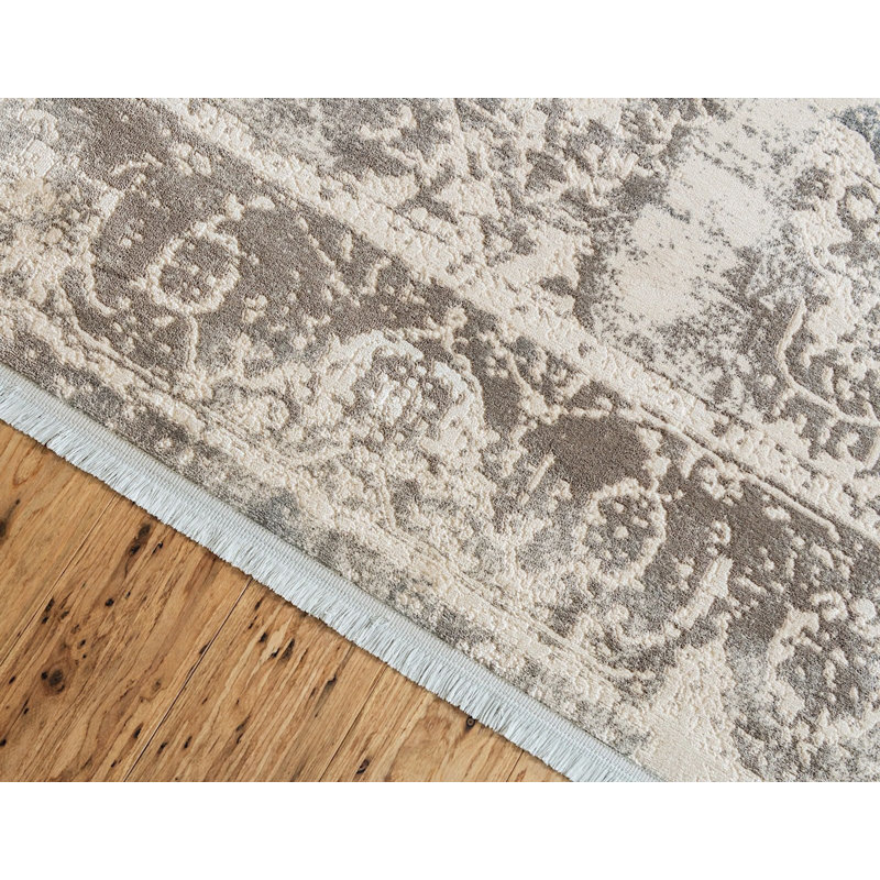 Tapis gris à motif géométrique Maglione, Tapis de couloir 2 pi 2 po x 6 pi