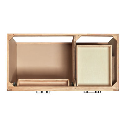 Meuble-lavabo simple en bois massif Tidworth de 42 po avec plateau en marbre de Carrare de 1,5 po