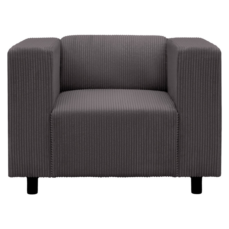 Upholstered Corduroy Club Chair, Dark Grey
