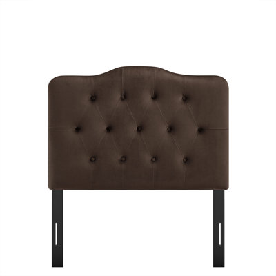 Annabel Stain-Resistant Performance Velvet Twin Headboard In Chocolate Brown