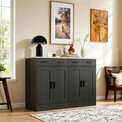 Buffet, armoire à café avec 2 tiroirs et 4 portes, buffet de cuisine pour le salon, cuisine