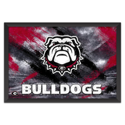 Art mural encadré «Sport coups NCA Georgia Bulldogs», logo de l'équipe, œuvre d'art de grotte de football de 14 po x 20 po