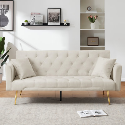 Futon Sofa Convertible Velvet Loveseat Sleeper Sofa Couch for Bedroom Living Room Office by Mercer41