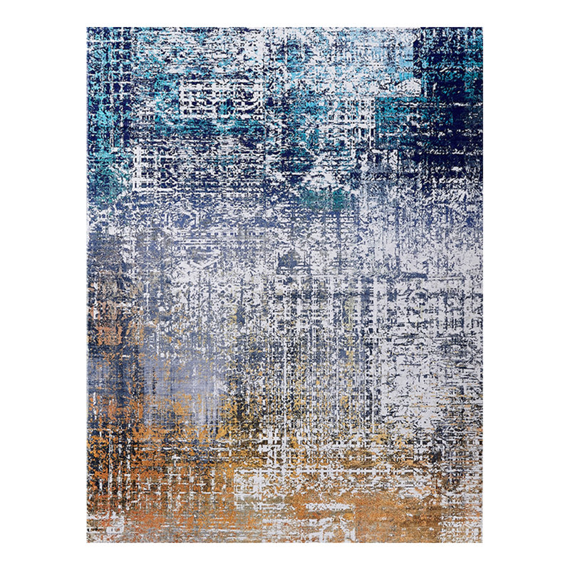 Collection Abstract Design Turquoise Gray Rust Machine Washable Super Soft Area Rug, Rectangle 2' x 3'