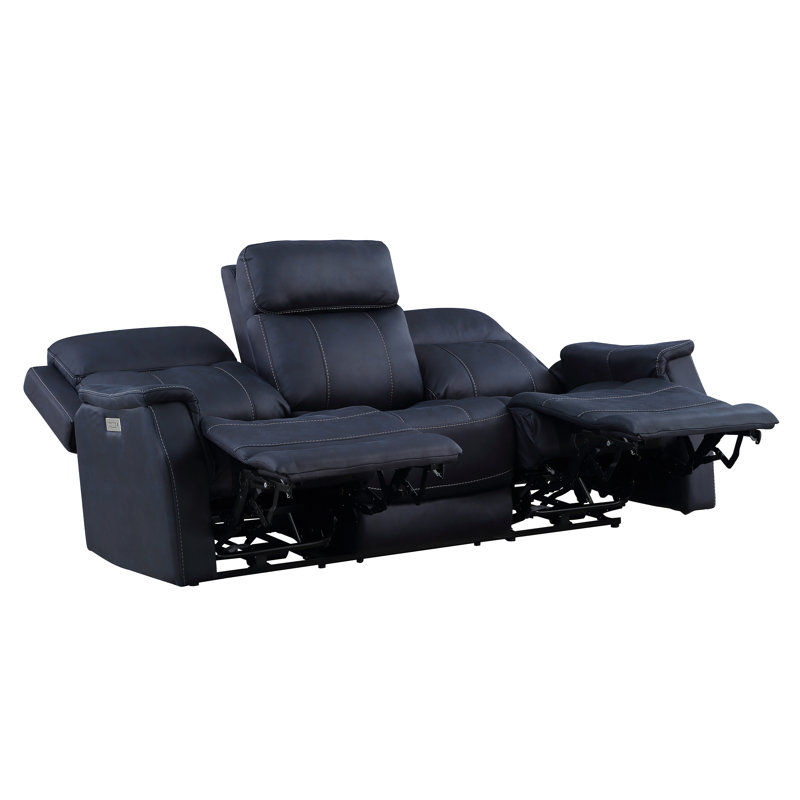 Frankenmuth Upholstered 84'' Power Reclining Sofa, Ocean Blue 100% Polyester