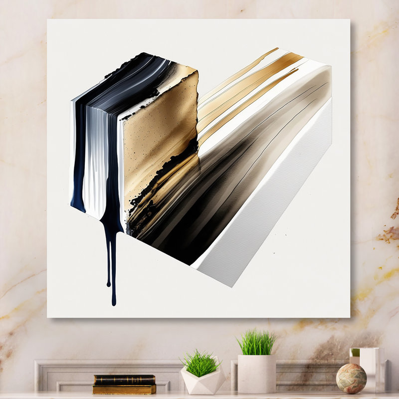 «Black and Gold Cubic Expression II», impression sur toile, H 24 po x l 24 po x P 1 po, Toile tendue