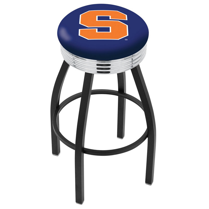 Tabouret de bar Logo Series, Tabouret de bar d'une hauteur de siège de 30 po, Chrome soudé solide, Université Syracuse