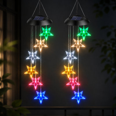 Solar Star LED Wind Chimes Color Changing Christmas Decorations Gift for Friend Family Neighbor
