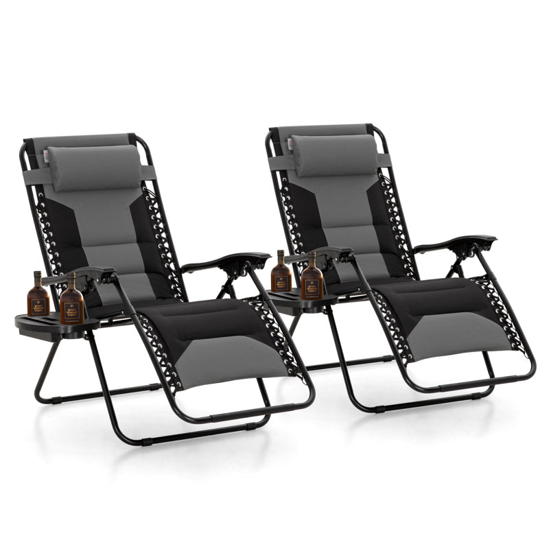 Zero Gravity Chair Portable Outdoor Foldable Recliner for Camping or Patio (set Of 2), Gray