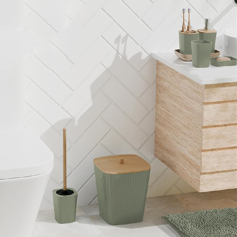 22 Pieces Boho Stylish Bathroom Accessories Set,Durable And Space Saving, Green