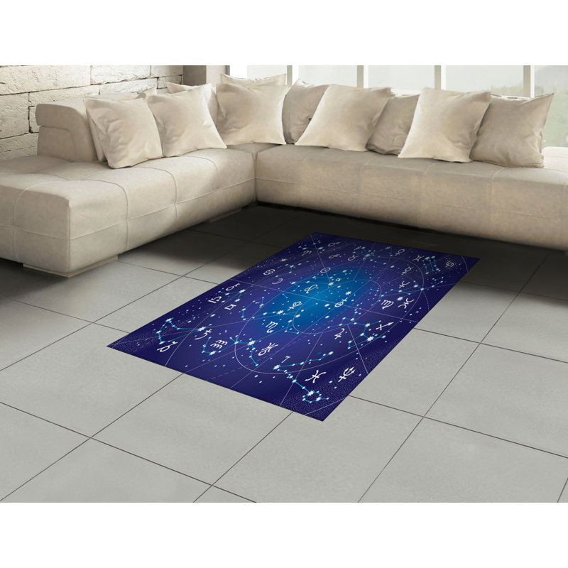 Tapis décoratif à longues fibres en polyester à haute densité Astrology, Rectangle— 4 pi x 5 pi 8 po