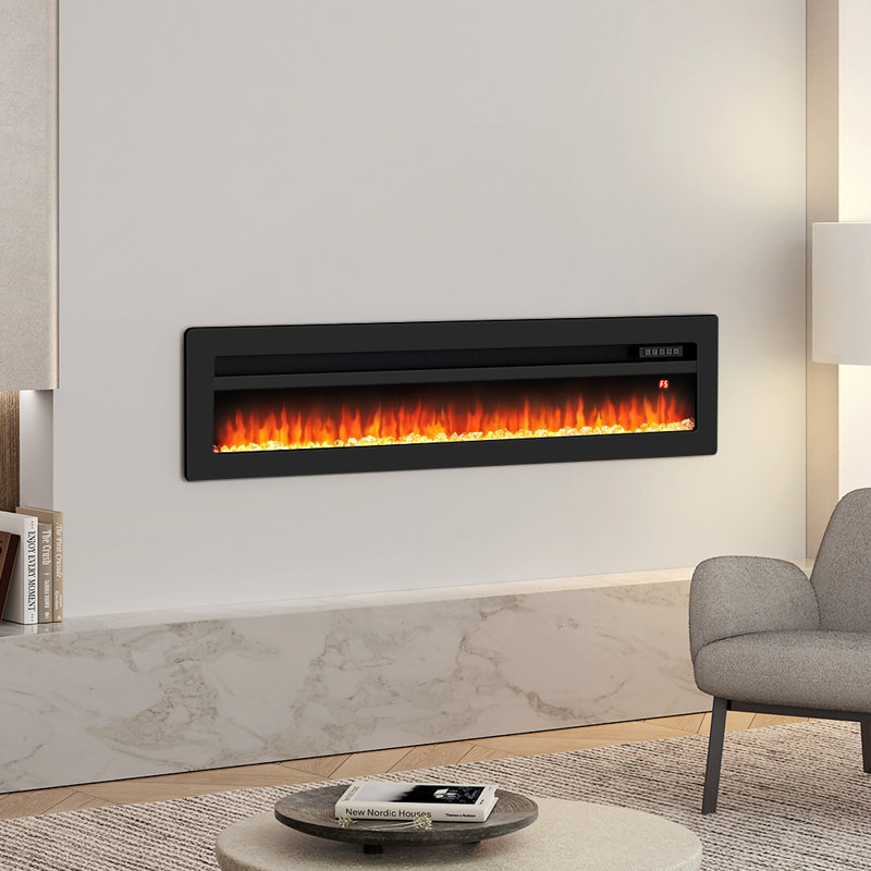 Wyndham Electric Inset Fire, Black, 32.7cm H x 152.4cm W x 14.6cm D