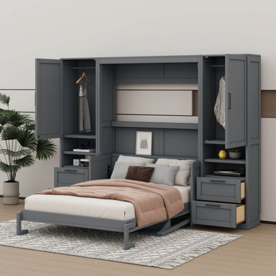 Lit escamotable Murphy avec placard, tiroirs et tablettes