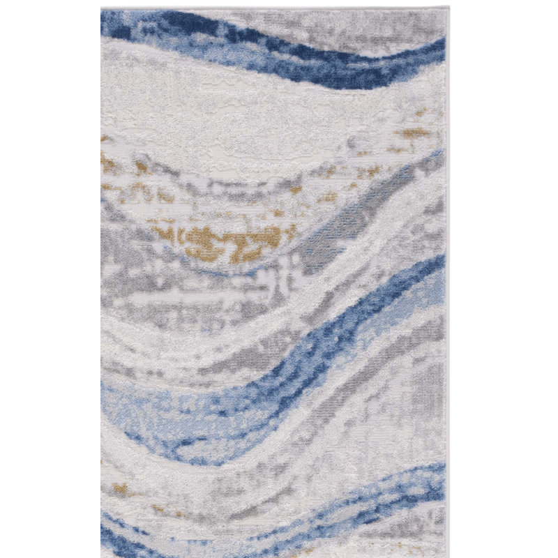 Tapis beige / bleu clair Palma 334, Tapis de couloir 2 pi 2 po x 9 pi